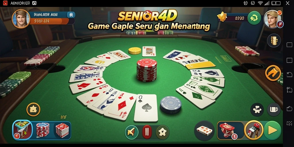 Screenshot gameplay SENIOR4D menampilkan momen seru permainan Gaple.