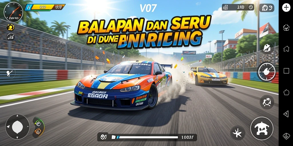 Gameplay seru V07 dengan balapan mendebarkan.